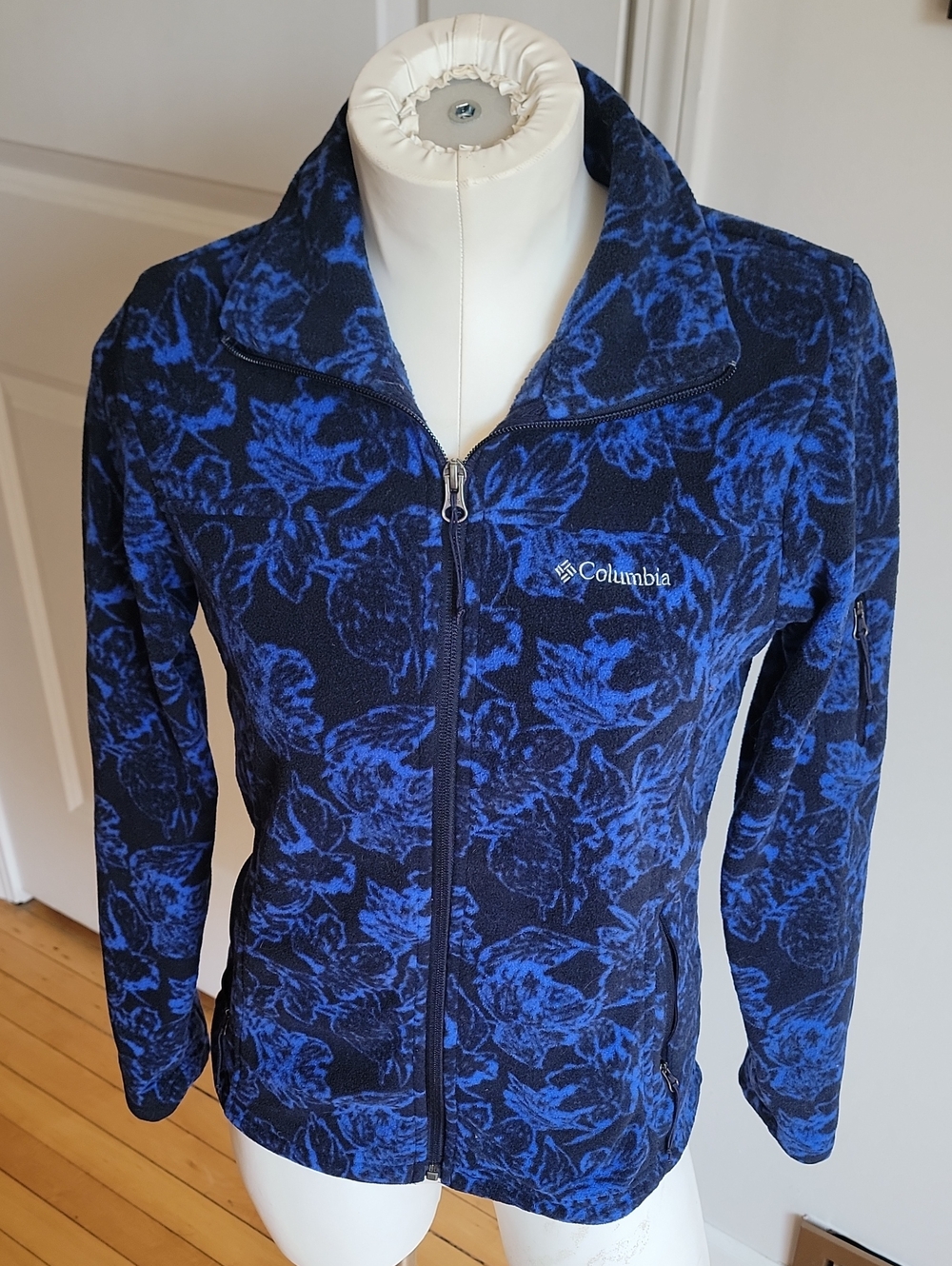Columbia Fast Trek Printed Fleece Jacket Blue Floral Full Zip Women's Size XS